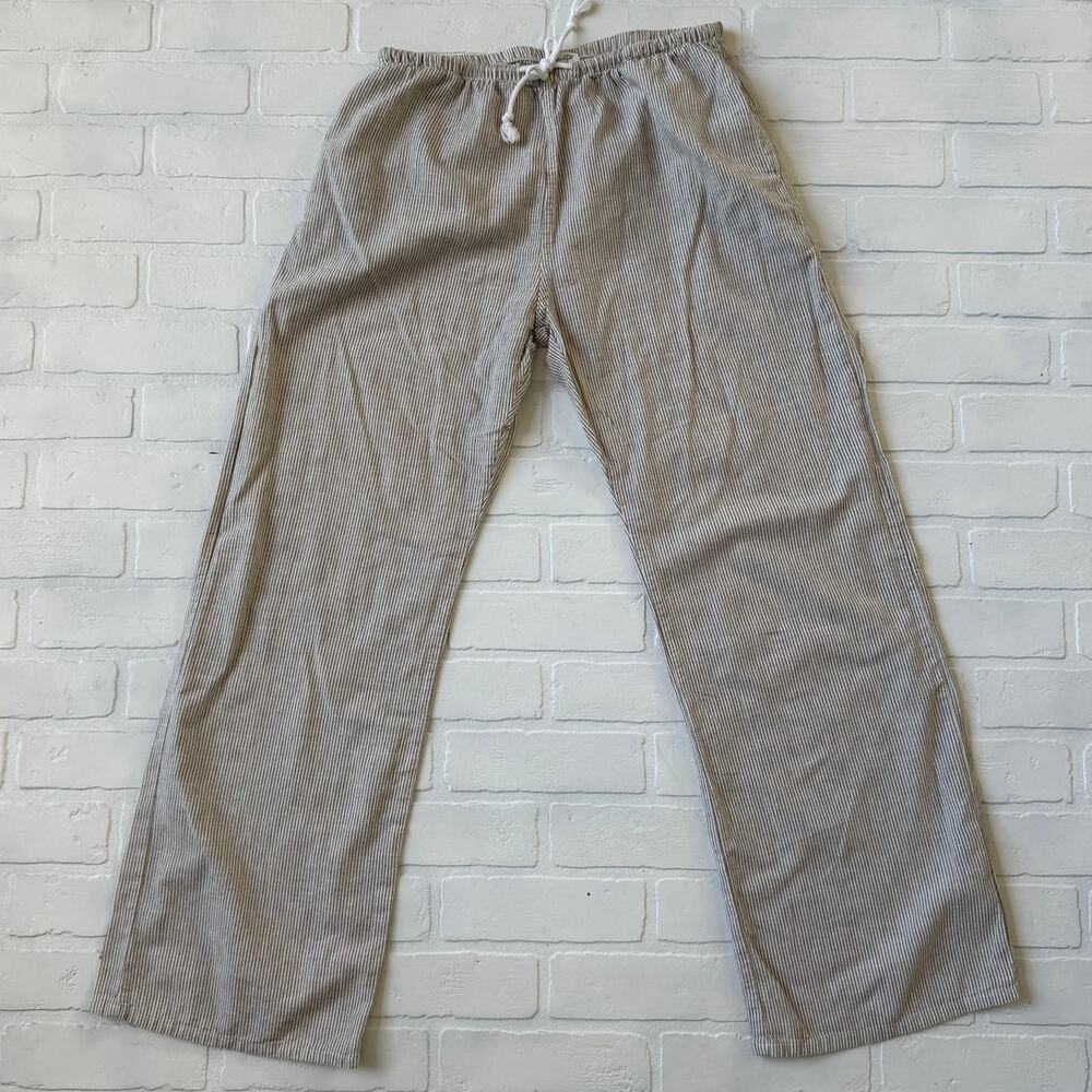 John Galt Women's Cotton/Linen Blend Lightweight Beige Pinstripe Pants sz M/L